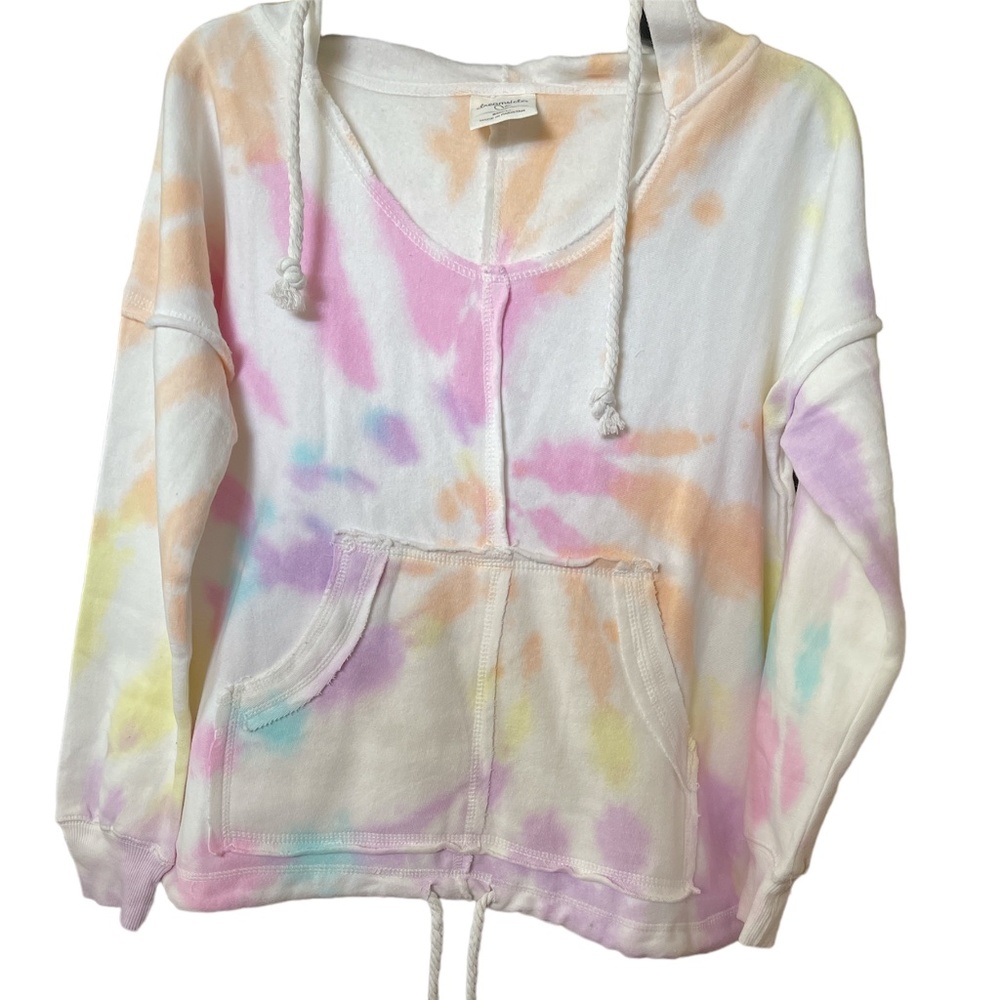 Dreamsicle Distressed Tie Dye Hoodie Sweatshirt Small NWT